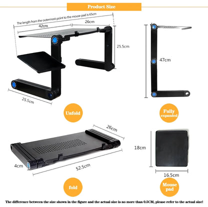 Adjustable Laptop Desk Stand For TV Bed Sofa PC Notebook Table With Mouse Pad